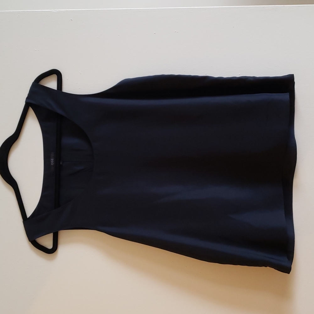 COS size 10 navy blue silk shell tank top